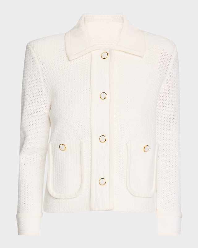 Textured Stretch Knit Collared Jacket